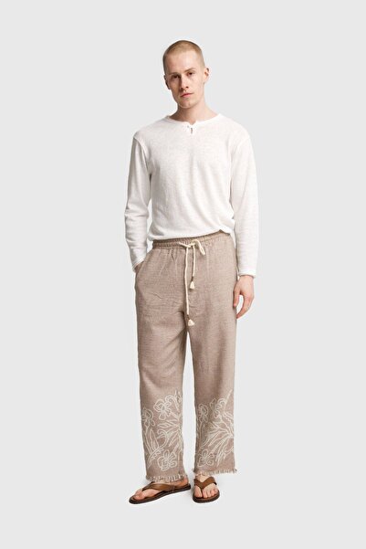 Hiccup GIESTO Pantaloni bărbătești din bumbac, tricot, cu broderie