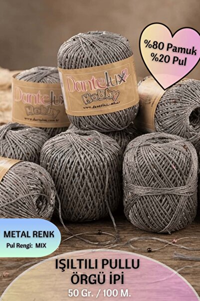 Dantelux Sparkling Sequin Knitting Yarn (80% Cotton - 20% Metallic Sequins) 5...