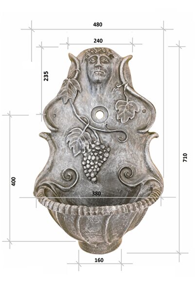 iGarden.ro Chiuvetă de grădină din PE, vintage, model Dionysos, LxLxA: 47x21x74 cm, culoare bronz