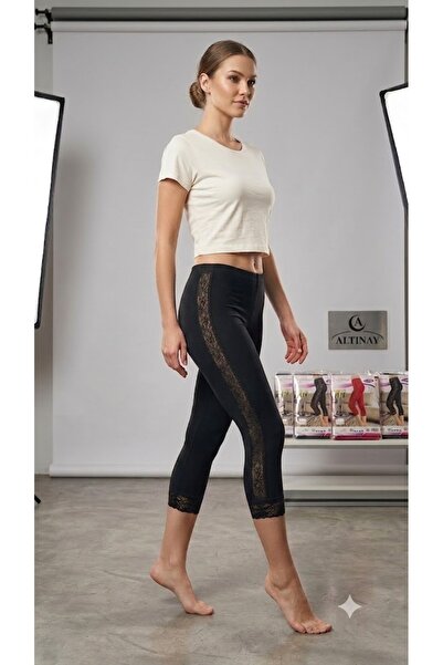 Altınay 5 Pieces Women's Side Lace Capri Lycra Long Tights