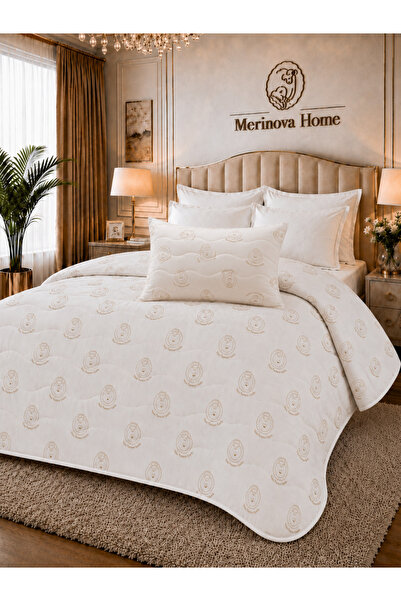 Merinova Home Merinova Single Merino Wool Filled Comforter Set Natural Heat B...