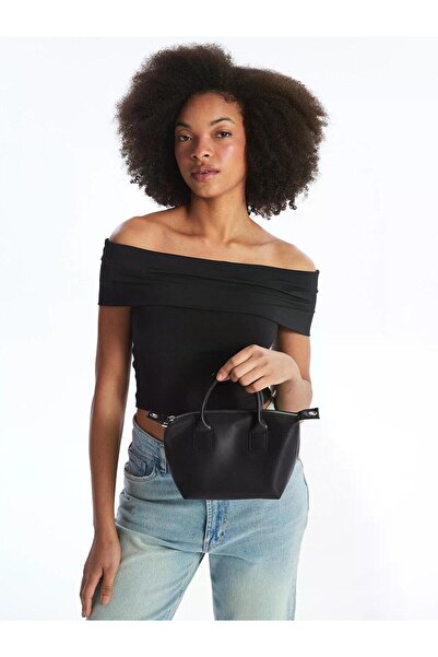 LC Waikiki LCW ACCESSORIES Μαύρη δερμάτινη εμφάνιση Γυναικεία τσάντα ώμου