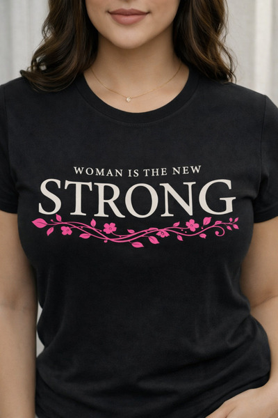 Oceanwear Strong Printed Short Sleeve Women's Black Tshirt