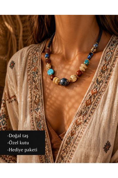 HER ŞEY NOTA www.herseynota.com Calista Bohemian Natural Stone Bead Necklace ...