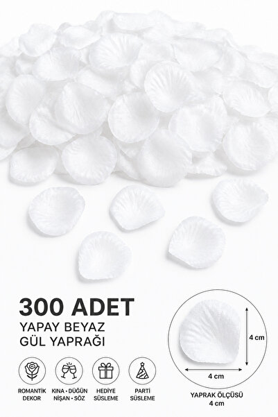 Organizasyon Pazarı Beyaz Yapay Gül Yaprağı | Romantik Dekor | Hediye Süs Düğ...