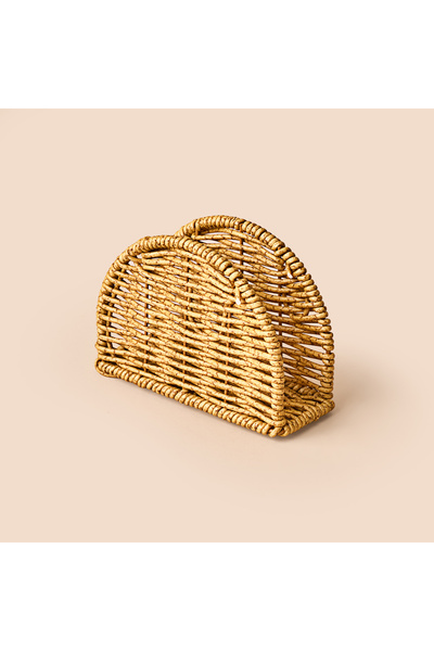 MİEN Rattan Görünümlü Oval Peçetelik - Açık Kahverengi