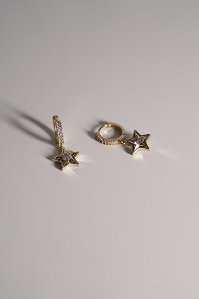 AYRA ACCESSORY Yıldız Sallantılı Halka Gold Renk Çelik Küpe