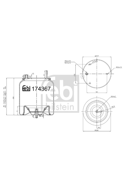 FEBI BILSTEIN Perna de Aer (diametru: 220/227mm) Volvo Fh Fh Ii Fh Iii FH16 F...