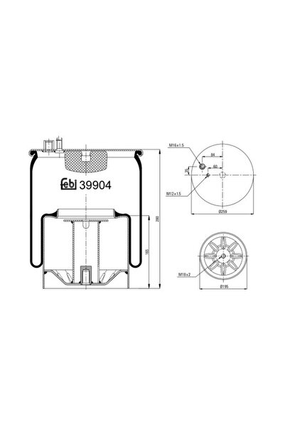 FEBI BILSTEIN Perna de Aer Spate (diametru: 196/259mm) Man Foc Tga Tgm I Tgs ...