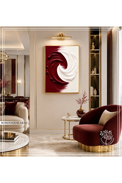 Tablomtr Bordonun Akışı - Dijital Baskılı Gold Metal Çerçeveli Gerçek Camlı T...