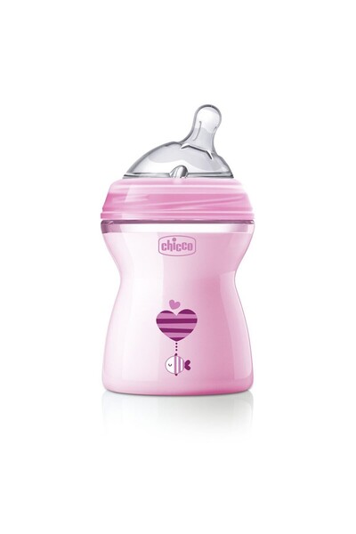 Chicco Πλαστικό Μπιμπερό Nat.Feel 250ml με Θηλή Σιλικόνης Μεσαίας Ροής Ροζ