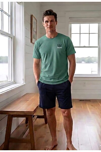 Ryam Mooda Men's 95% Cotton Banya 5% Lycra T-Shirt Shorts Pajama Set - Relaxe...
