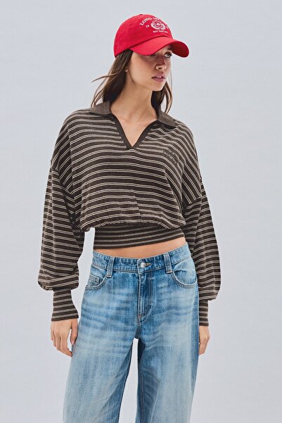 Bershka Fitilli polo yaka kazak