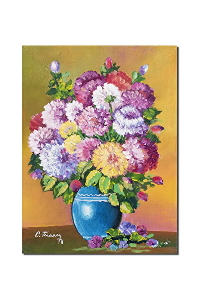 artnova Χειροποίητος πίνακας, Βάζο με παιώνιες, 40x30εκ. λάδι σε καμβά, Κωνστ...
