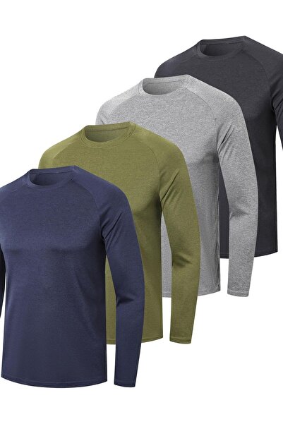 OEM Set 4 Tricouri Sport Bărbătești cu Mânecă Lungă Culori Diverse 3XL