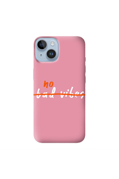 Other Apple iPhone 14 Plus No bad vibes 2 Pink Colored Silicone TPU Θήκη