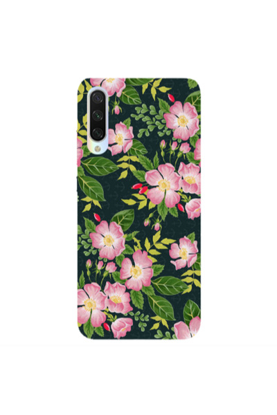 Other Xiaomi Mi 9 Lite Pink flowers green laves Transparent Silicone TPU Θήκη