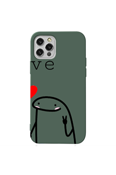 Other Apple iPhone 12 Pro Max Love 2 Dark Green Colored Silicone TPU Θήκη