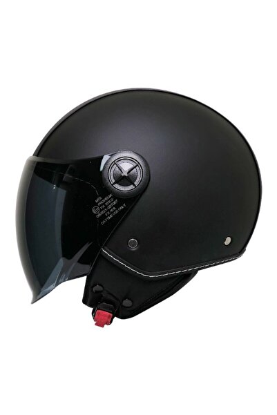MTS FX101 Leather Motosiklet Kaskı Deri Yarım Açık Motorcu Kask