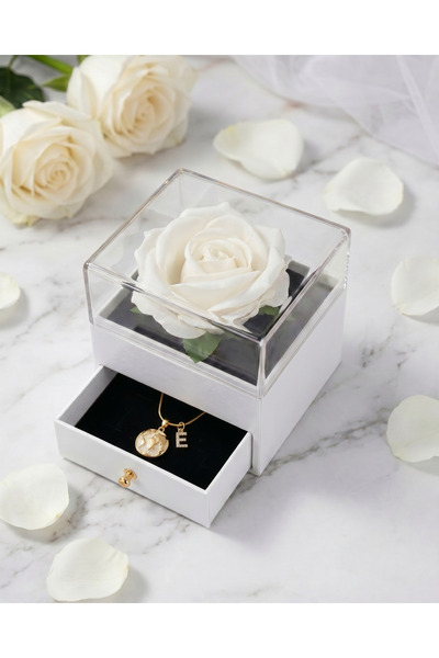 Gleemy accesories Beyaz Sonsuz Gül & Mineli Dünya Kolye Hediye Kutusu – Zirko...