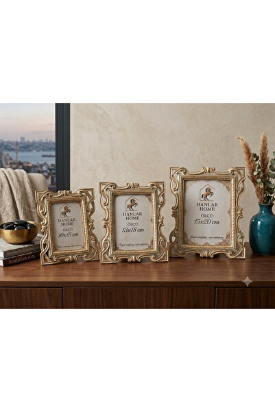 Hanlar Home مجموعة إطارات ذهبية منقوشة على طراز الباروك (10x15-13x18-15x20)