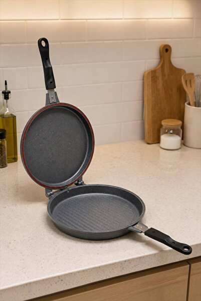 Bayev Vilma 32 cm Round Cast Iron Grill Pan - Double-Sided Detachable Fish an...