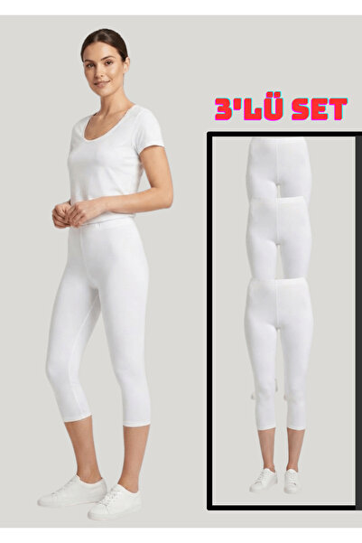 NACAR STORE Women's 3-Piece Set Elastane Lycra Combed Cotton Below Knee Capri...