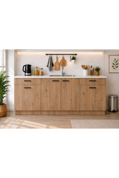 Tdesigno Paye Mutfak 4 Kapaklı - 2 Çekmeceli Alt Modül - Çok Amaçlı Dolap - F...