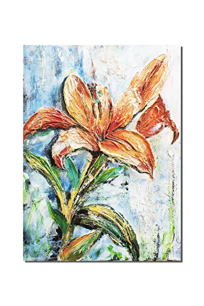 artnova Tablou impasto pictat manual, Floare de crin, 70x50cm acril pe panza ...