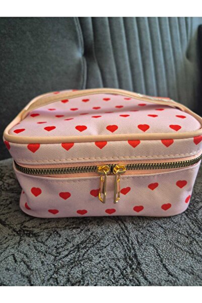 Lider MAGNESİA Heart Patterned Handle Makeup Bag 19X10 cm