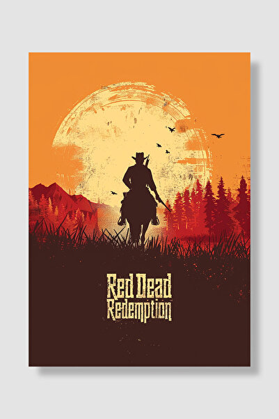 Luna Marissa Poster Red Dead Redemption, narandžasta pozadina, kauboj na konj...