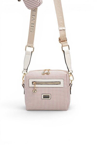 Silver Polo Geantă de damă tip crossbody, în carouri, culoare burgundy - Bone...