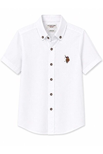 U.S. Polo Assn. يو إس بولو أسن. قميص للأولاد بأكمام قصيرة وتفاصيل مطرزة، مناس...