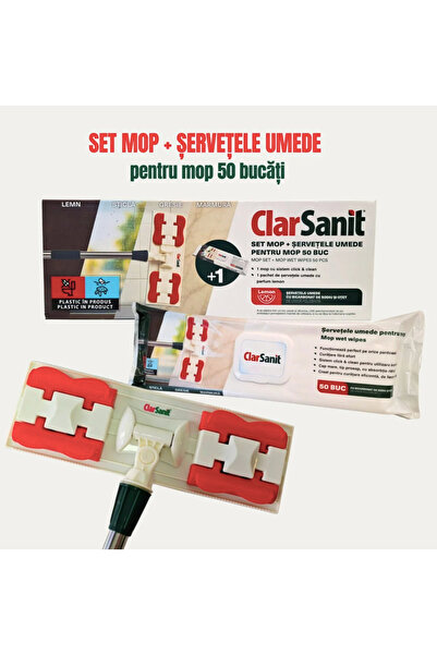 clarsanit Set Mop Click & Clean + Șervețele Umede cu Bicarbonat (50 buc) – Cl...