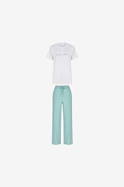 Penti Women Mama Stay Calm Short Sleeve Trousers Mint/Green Set