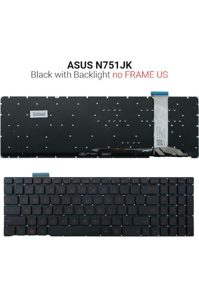 ASUS Πληκτρολόγιο φορητού υπολογιστή για N751JK χωρίς πλαίσιο και αγγλική (US...