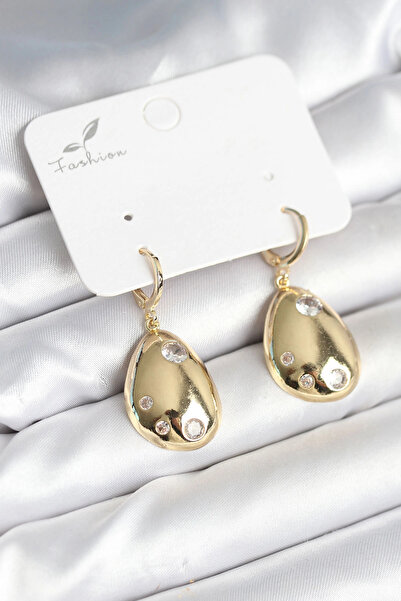 ARMÜZ Gold Color Brass Drop Model Women's Earrings
