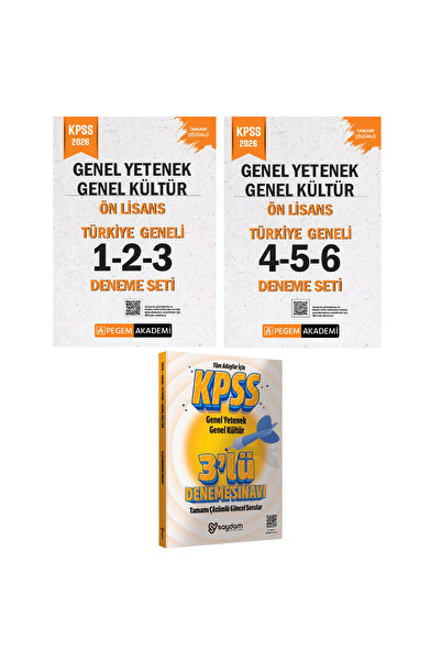 Pegem Akademi Yayıncılık 2026 KPSS Genel Yetenek Genel Kültür Ön Lisans Türki...