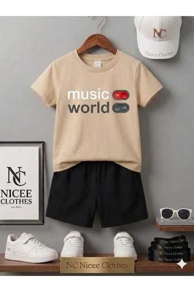 NC Nicee Clothes Summer Children's T-Shirt Shorts Unisex (Music World Printed)
