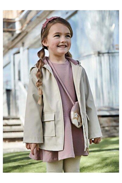 MAYORAL Girl's Fleece Lined Hooded Raincoat 2-10 Years Old Cream