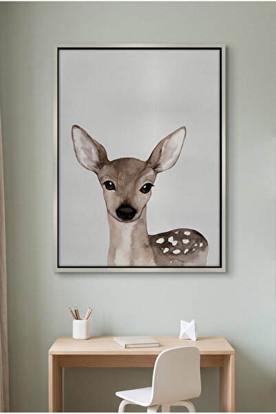 Jasmine Art Baby Deer Kids Wall Art | Portrait Framed Canvas Print | Luxury M...