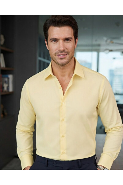 Chordi Men's Regular Fit Long Sleeve Slim Easy-Iron Cotton Shirt