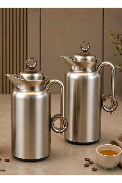 LALOZA Trumis 2-Piece Set for Tea and Coffee, Stainless Steel Exterior, 1 Lit...