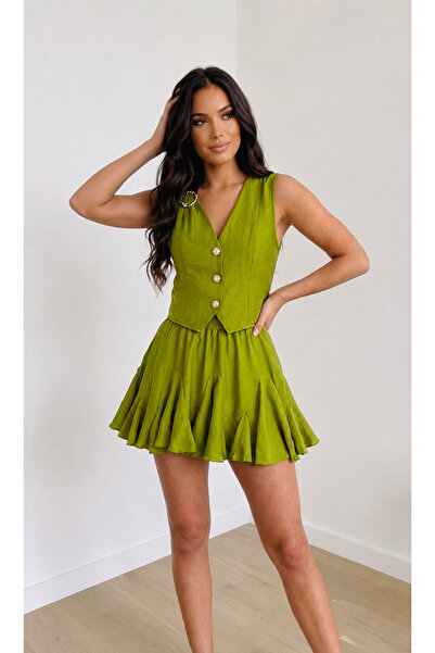 OnlyForYou Compleu Damă din 100% Vascoză – Set Elegant cu Vestă și Fustă Scur...