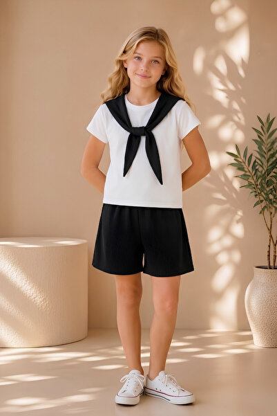 MODANINO طقم شورت ووشاح للبنات من 4 إلى 12 سنة 12718HC