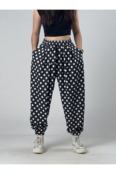 COCOPELLI Black Polka Dot Women's Jogger Pants Coc3257