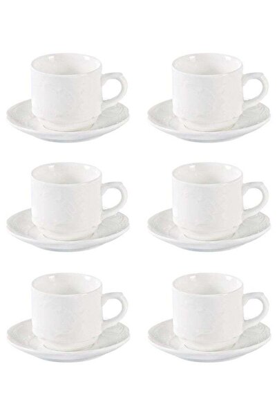 Trust Dove 12-Piece Porcelain Cup & Saucer Set 100ML White, Set for 6 People