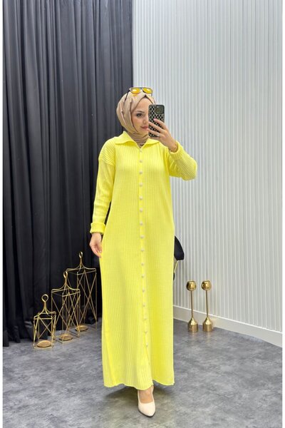 YAĞMUR MODA GİYİM Nare Elbise Sarı