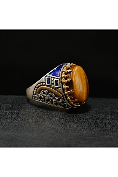 Generic 925 Sterling Silver Tiger's Eye Ring 15g Oval Golden Brown Stone with...