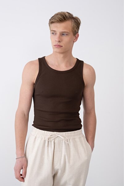 duo fideles Men's Slim Fit Ribbed Athlete Crew Neck Cotton Basic